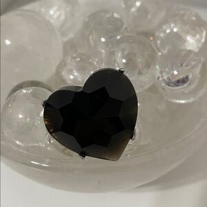 Heart Raw obsidian crystal Statement Ring